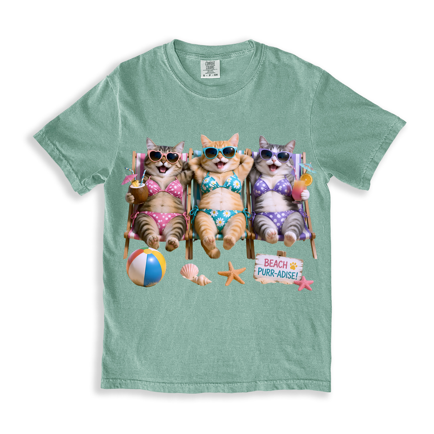 Cat Beach T-shirt - Bay