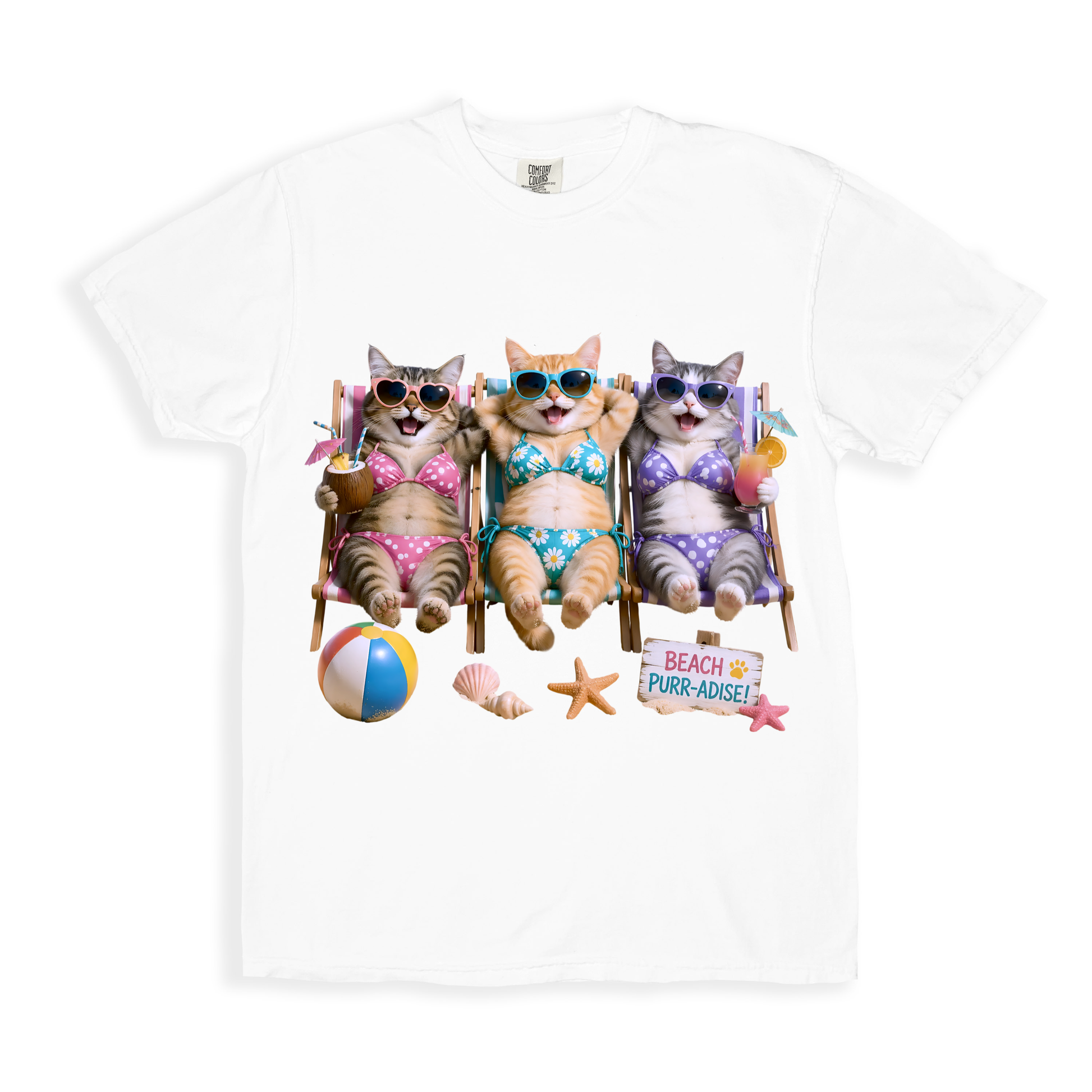Cat Beach T-shirt - White