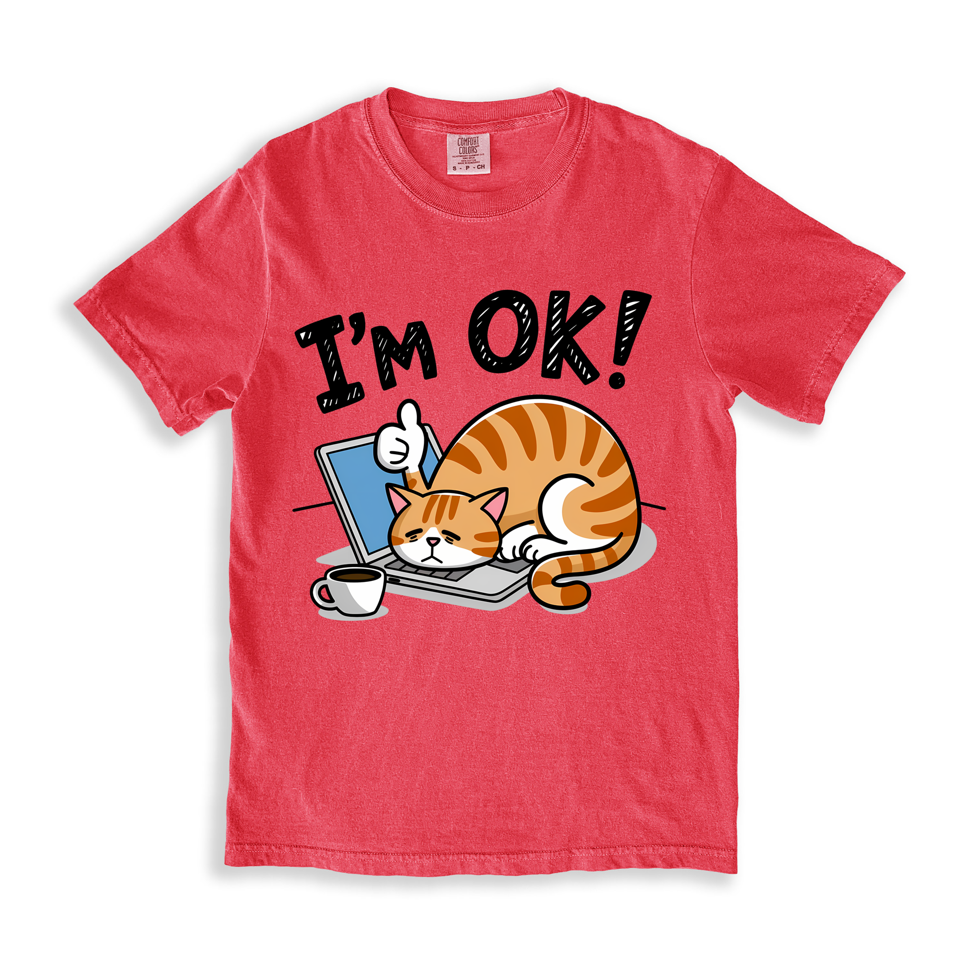 Cat Im Ok! T-shirt - Watermelon