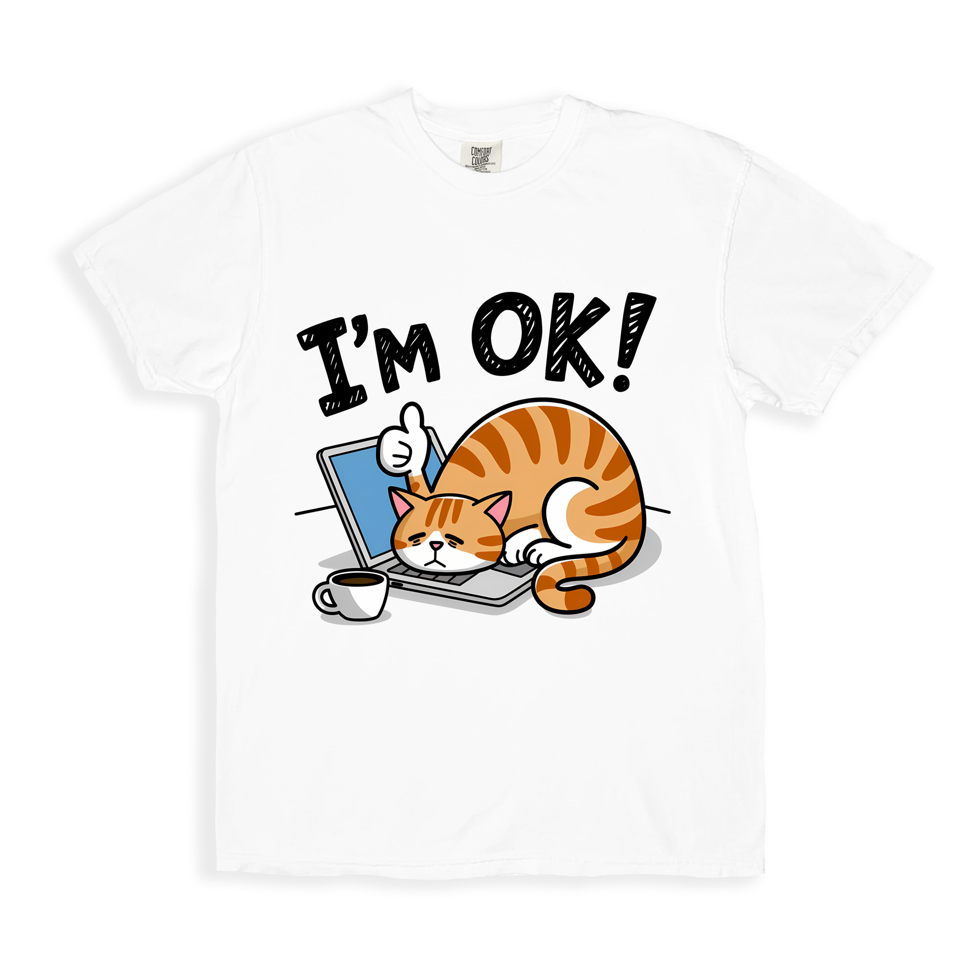 Cat Im Ok! T-shirt - White