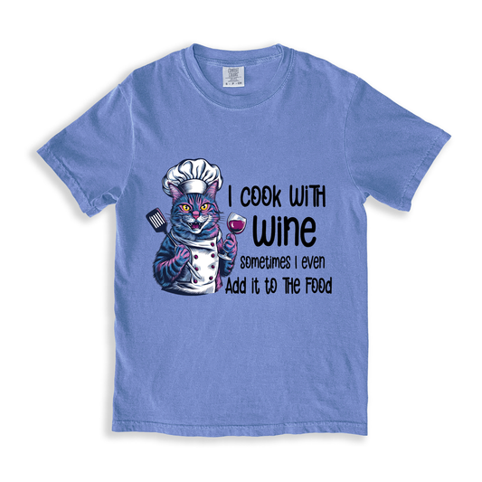 I Cook With Wine T-shirt - BlueJean