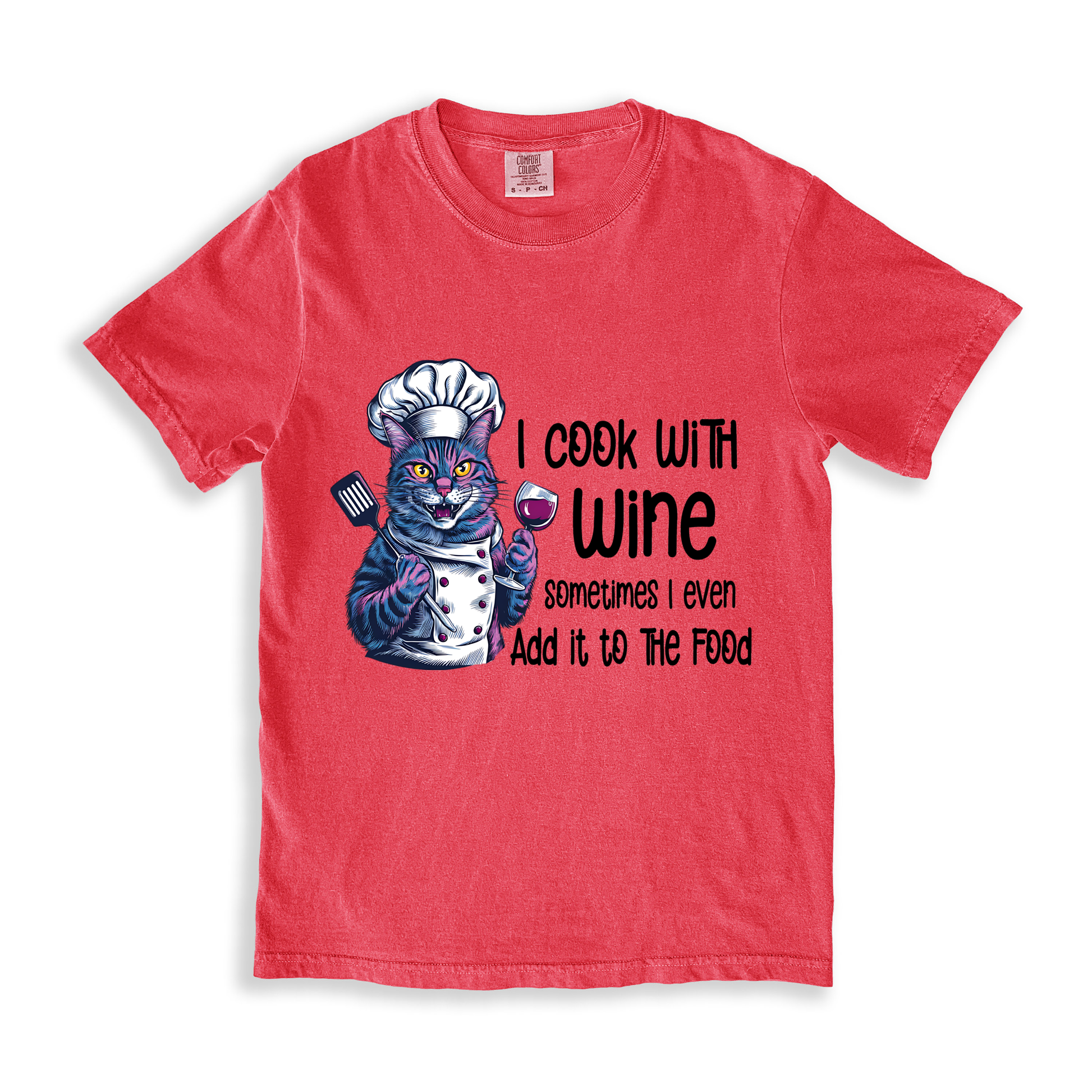 I Cook With Wine T-shirt - Watermelon