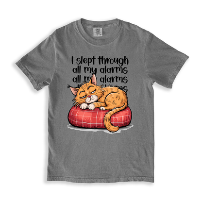 I Slept Through All My Alarms T-shirt - Grey