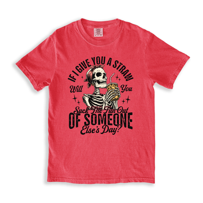 If I Give You A Straw Will You Suck The Fun Out Of Someone Else_s Day_ T-shirt - Watermelon