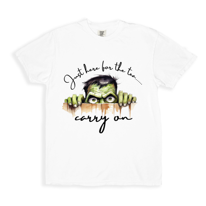 Just Here For The Tea Carry On T-shirt - White
