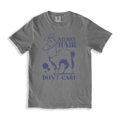Messy Hair Don't Care 1 T-shirt - Grey