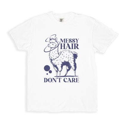 Messy Hair Don't Care 1 T-shirt - White