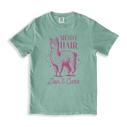 Messy Hair Don_t Care T-shirt - Bay