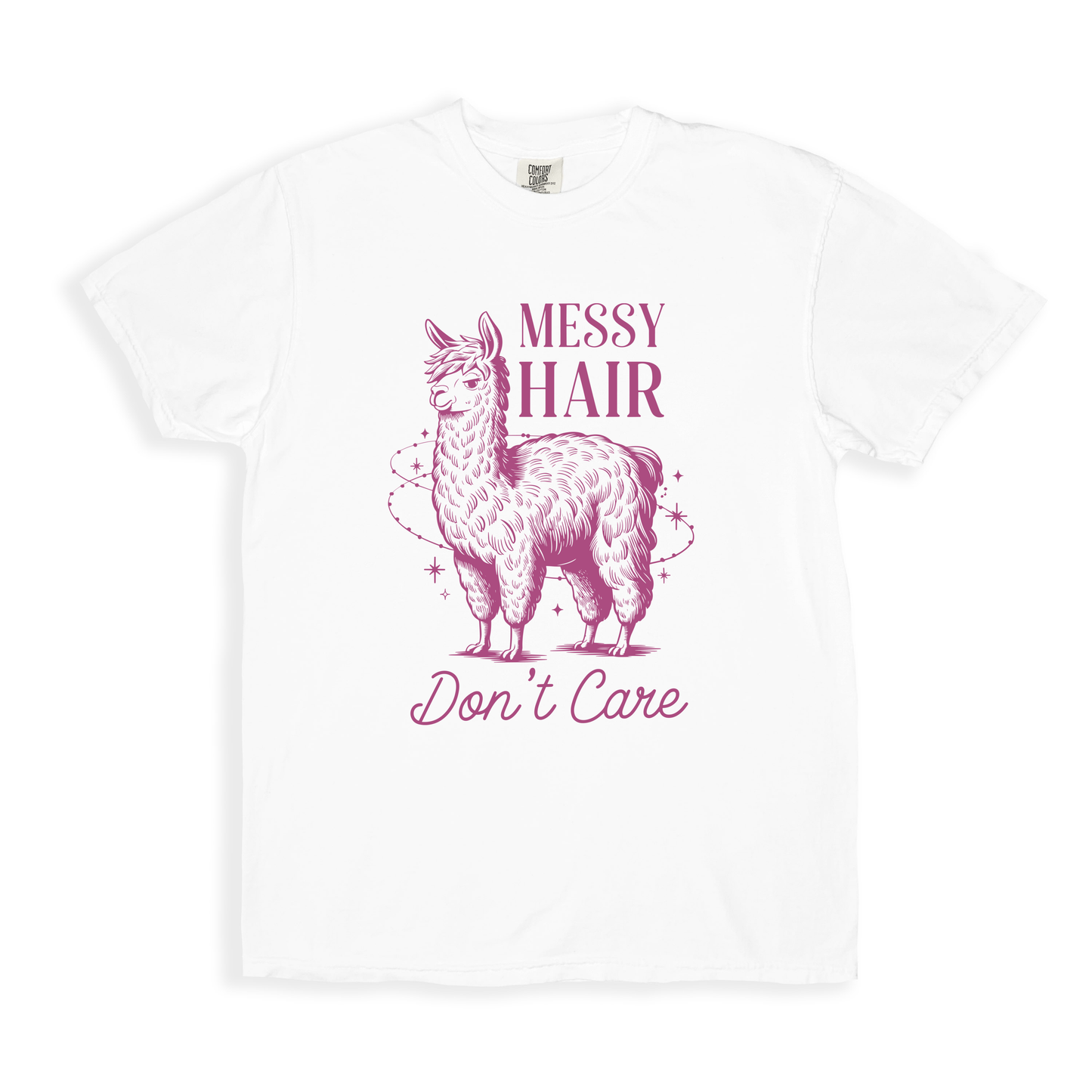 Messy Hair Don_t Care T-shirt - White
