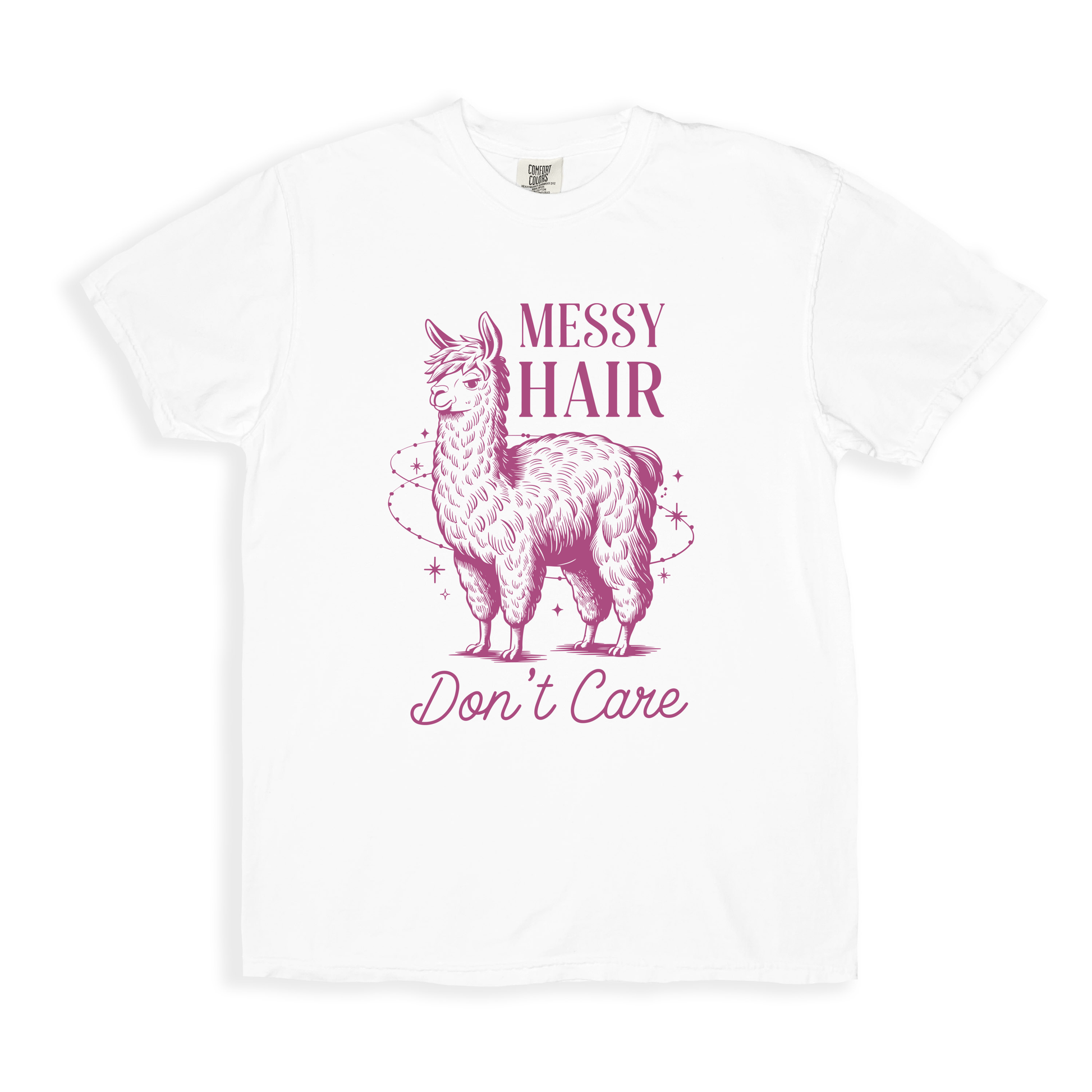 Messy Hair Don_t Care T-shirt - White