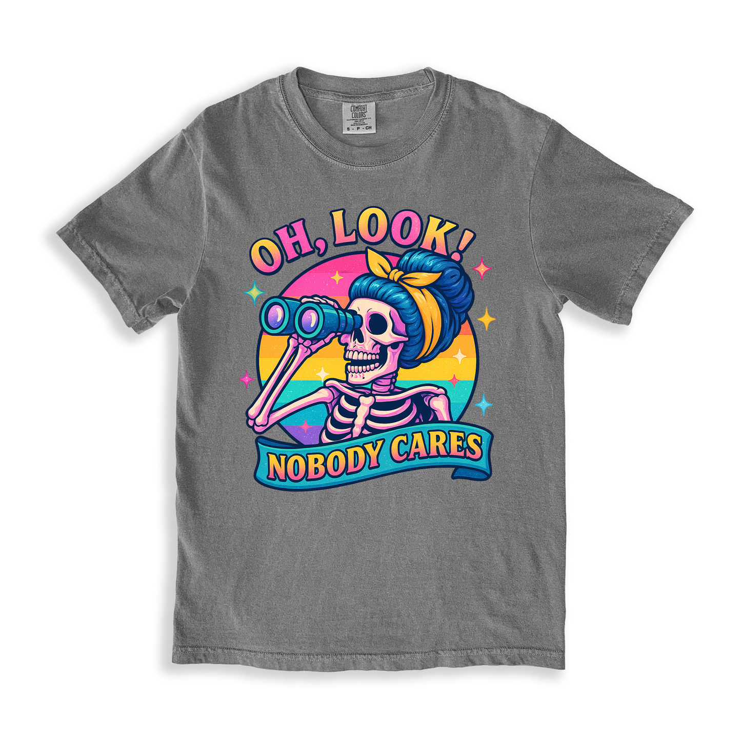 Oh, Look! Nobody Cares T-shirt - Grey
