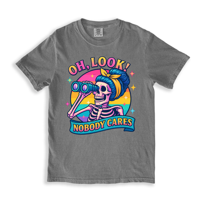 Oh, Look! Nobody Cares T-shirt - Grey