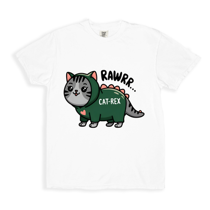 Rawrr...cat Rex T-shirt - White