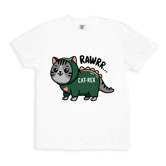 Rawrr...cat Rex T-shirt - White