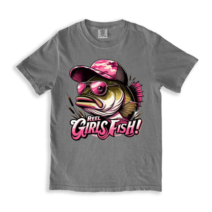 Reel Girls Fish T-shirt - Grey