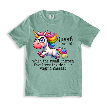 Sarcastic Queef Unicorn (verb) T-shirt - Bay