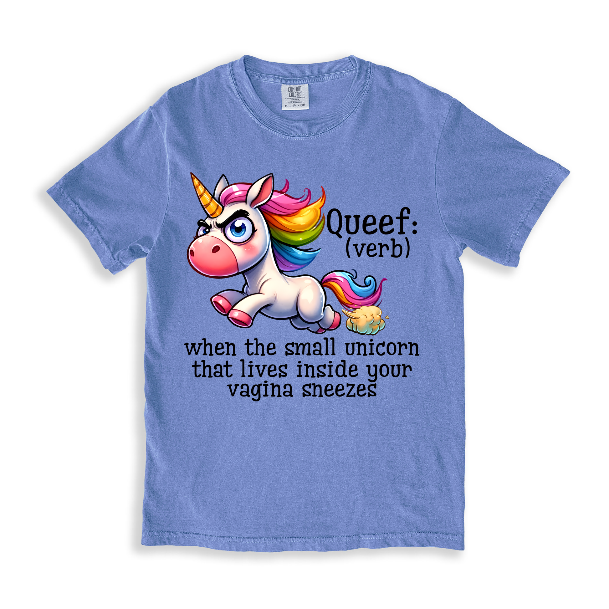 Sarcastic Queef Unicorn (verb) T-shirt - BlueJean