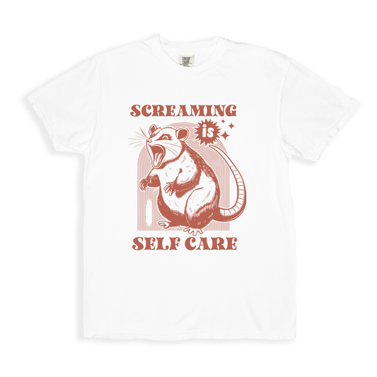 Screaming Is Self-care T-shirt - White