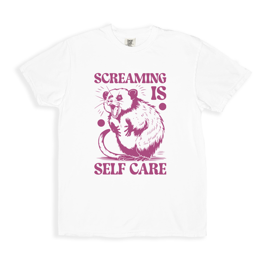 Screaming Is Self Care T-shirt - White