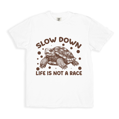 Slow Down Life Is Not A Race T-shirt - White