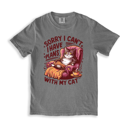 Sorry I Cant I Have Plans With My Cat T-shirt - Grey