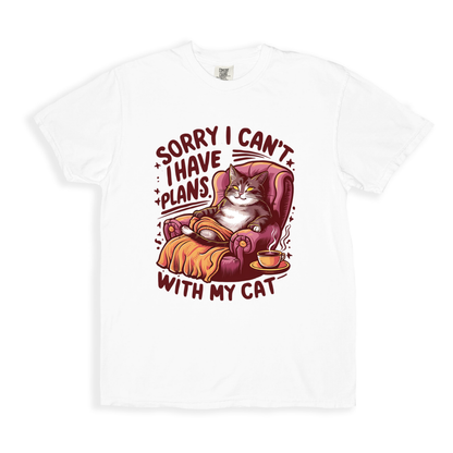 Sorry I Cant I Have Plans With My Cat T-shirt - White